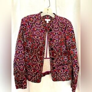 CHARTER Club Purple Geometric Jacket size small